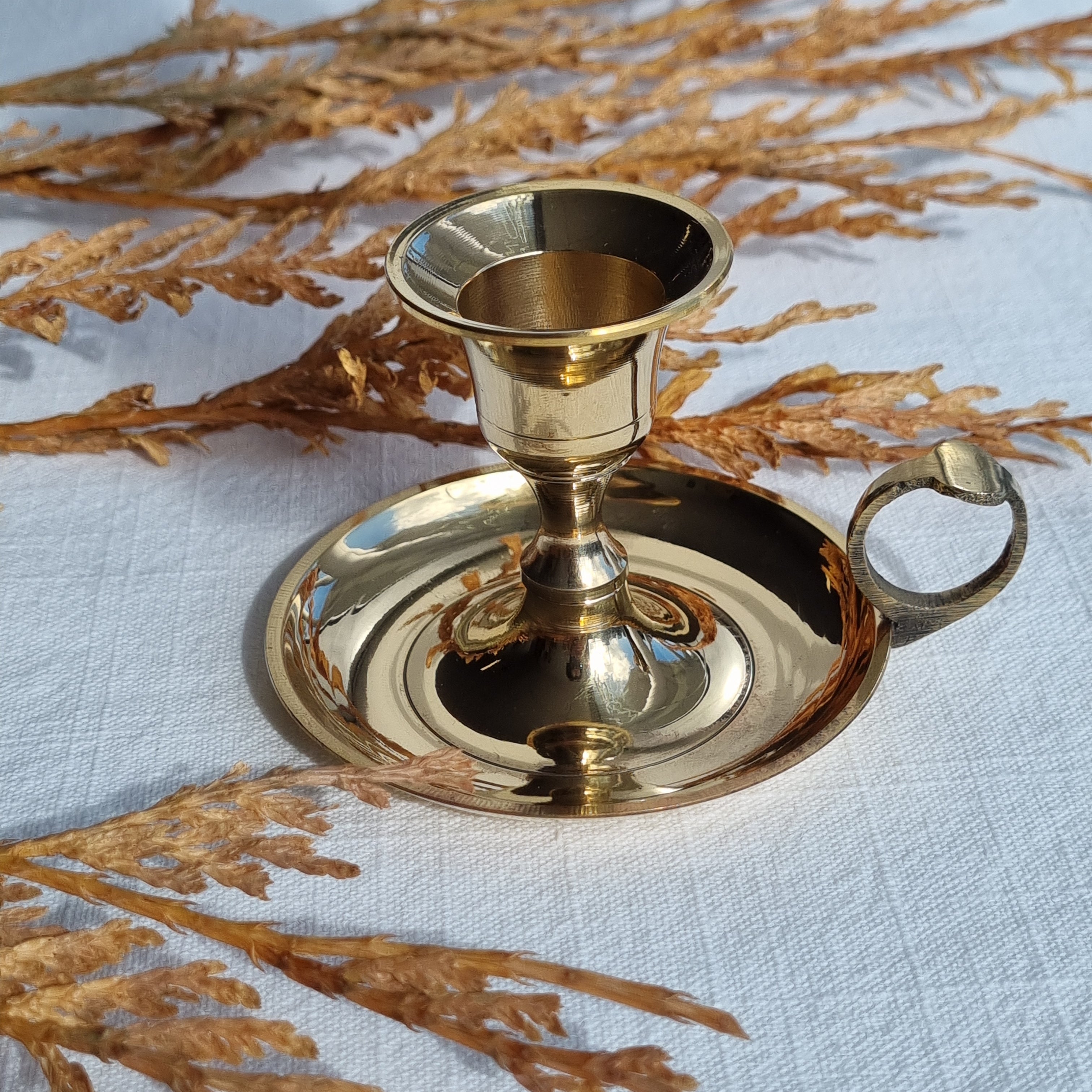 Brass Candle Stick, Candle Holder, Chamber Stick, Wee Willie