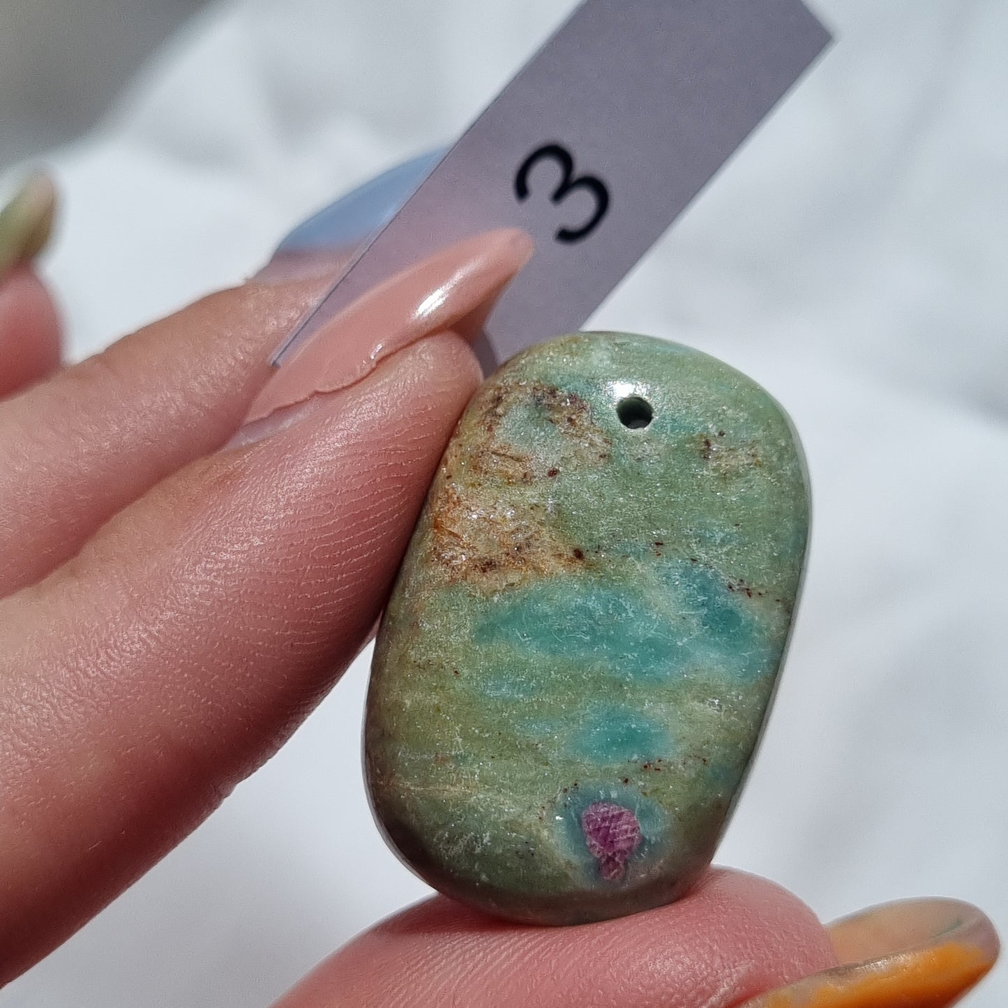 Ruby Fuchsite Drilled Cabochon - Sparrow and Fox