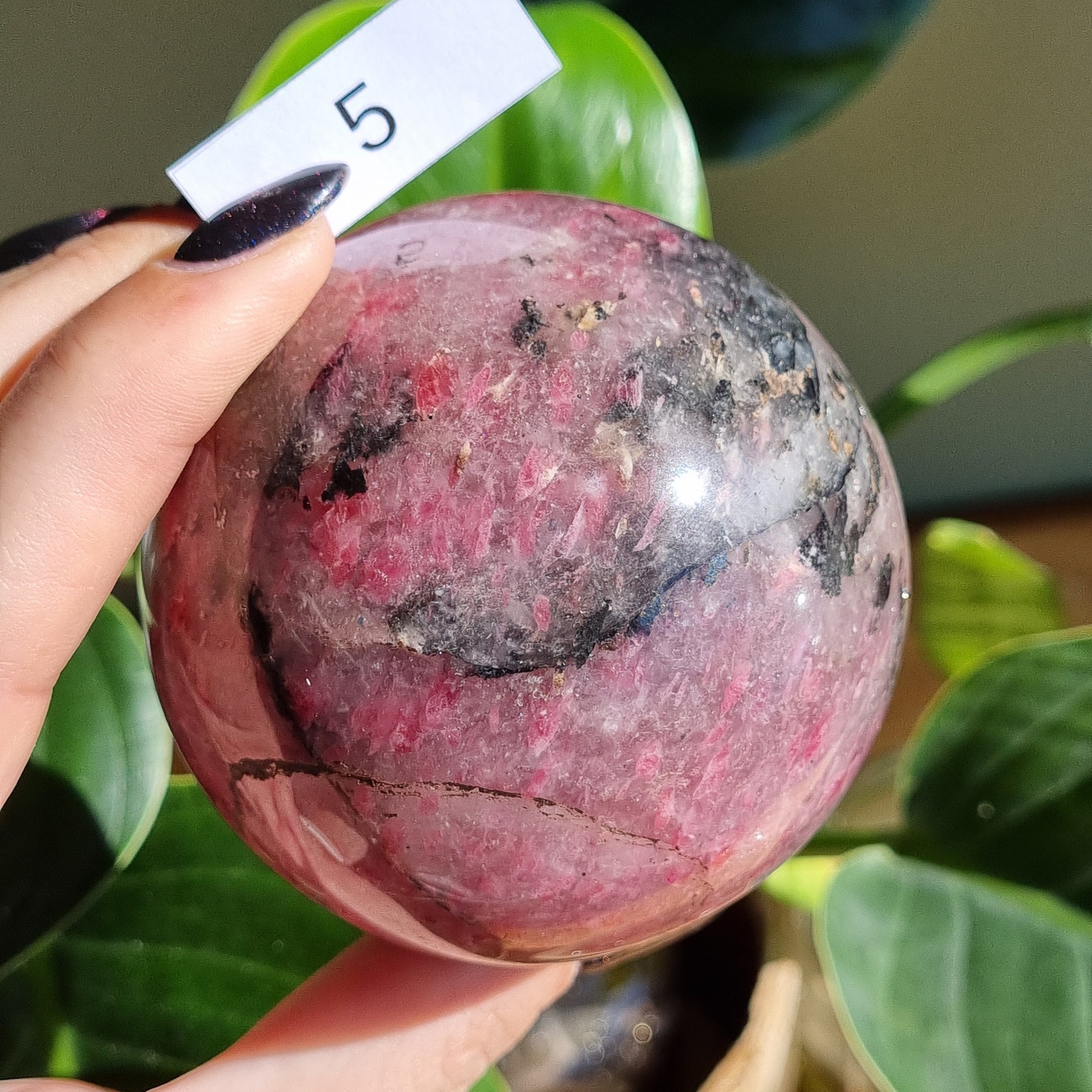 Rhodonite in Quartz Spheres - Sparrow and Fox