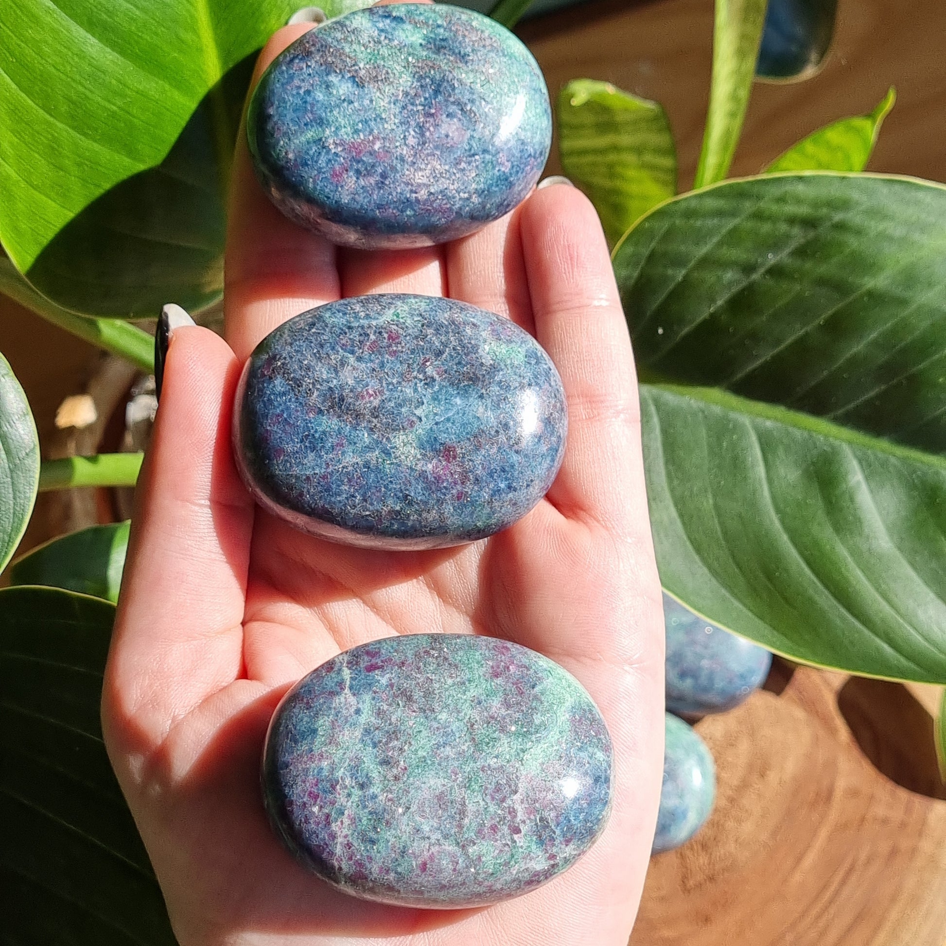 Ruby Kyanite Palmstone with Fuschite - Sparrow and Fox