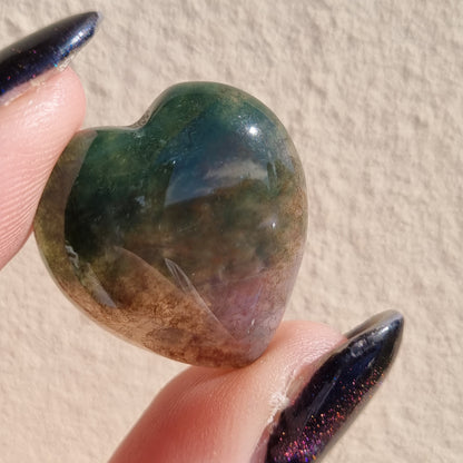 Moss Agate Heart - Mini