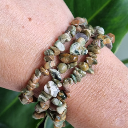 Rainforest Jasper (Rhyolite) Chip Bracelet