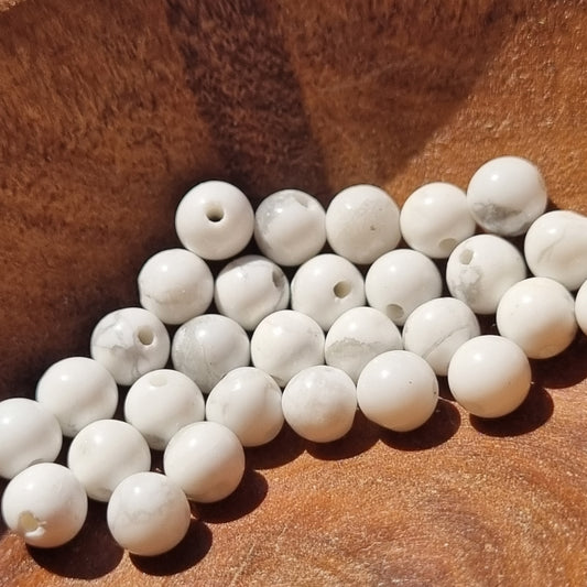 White Howlite Beads - 4mm round