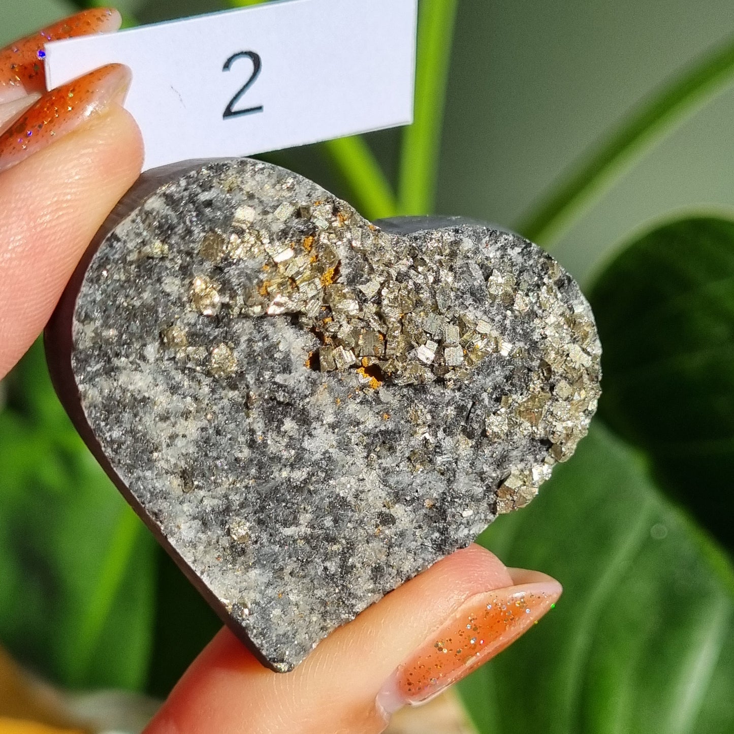 Pyrite on Shungite Heart