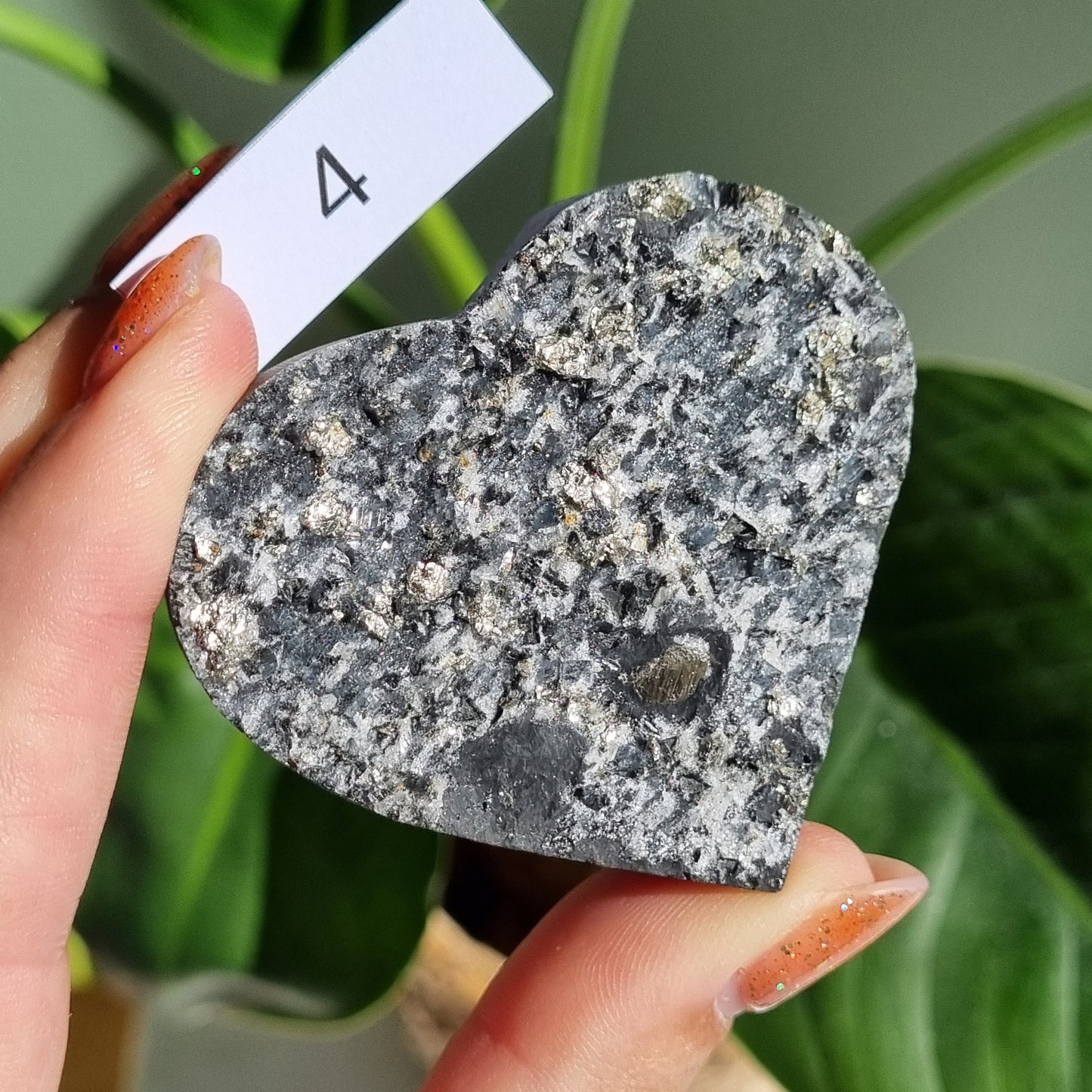 Pyrite on Shungite Heart