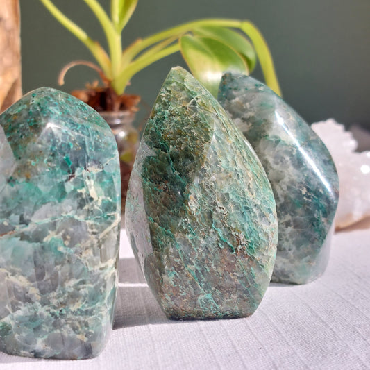 Chrysocolla in Quartz Flame - Madagascar