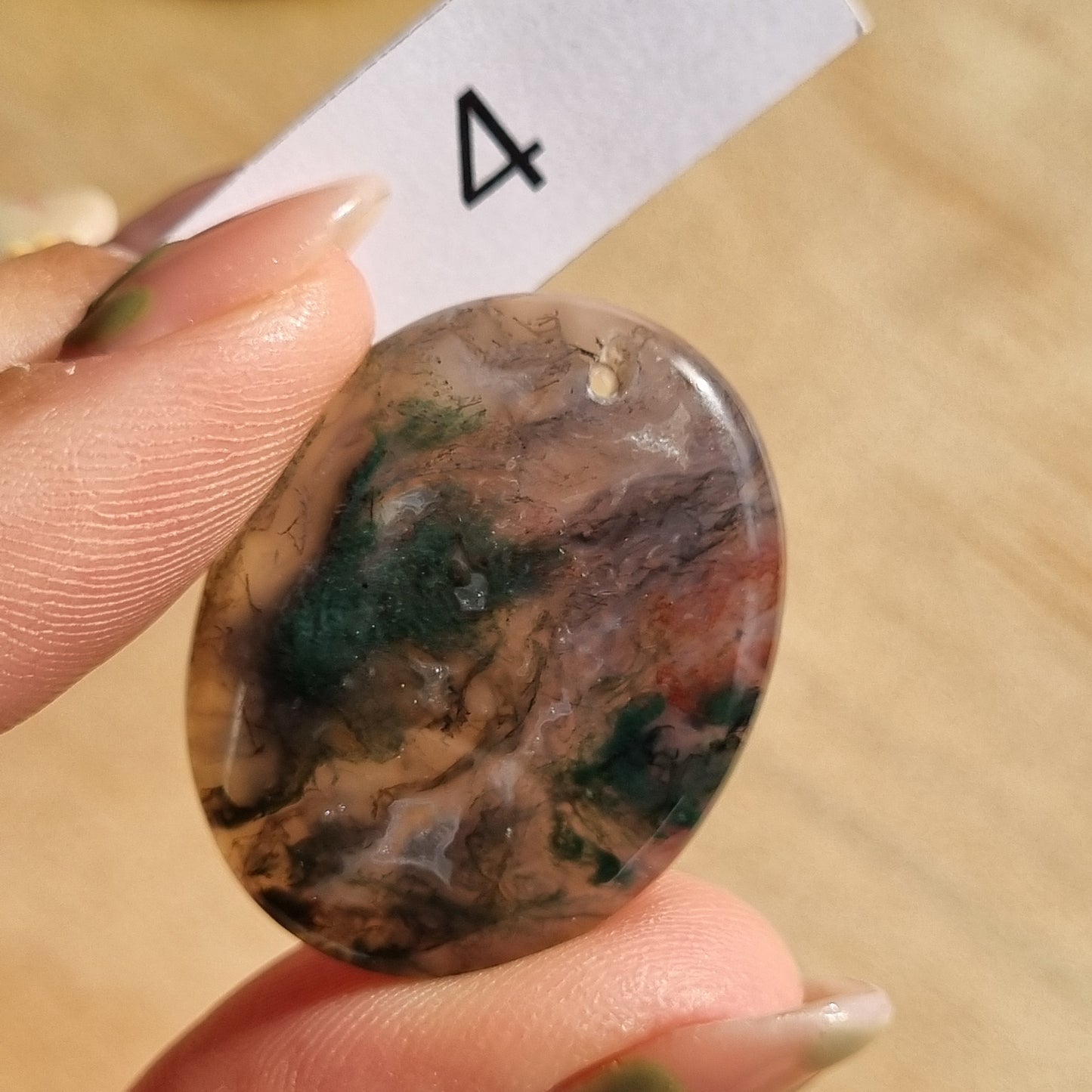 Moss Agate Drilled Cabochon