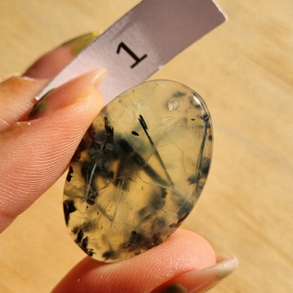 Prehnite Drilled Cabochon