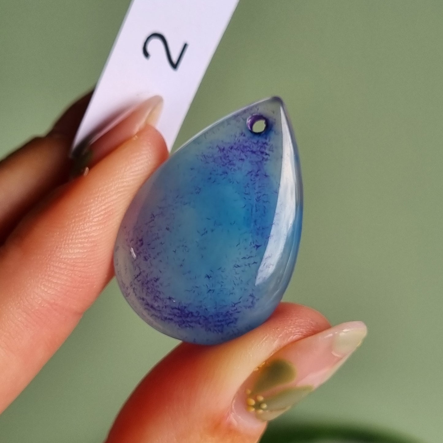 Blue Agate - Dyed - Drilled Cabochon