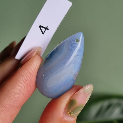 Blue Agate - Dyed - Drilled Cabochon