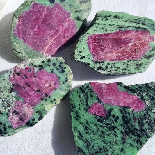 Ruby Zoisite Half Polished (Fluorescent) - Brazil - A Grade