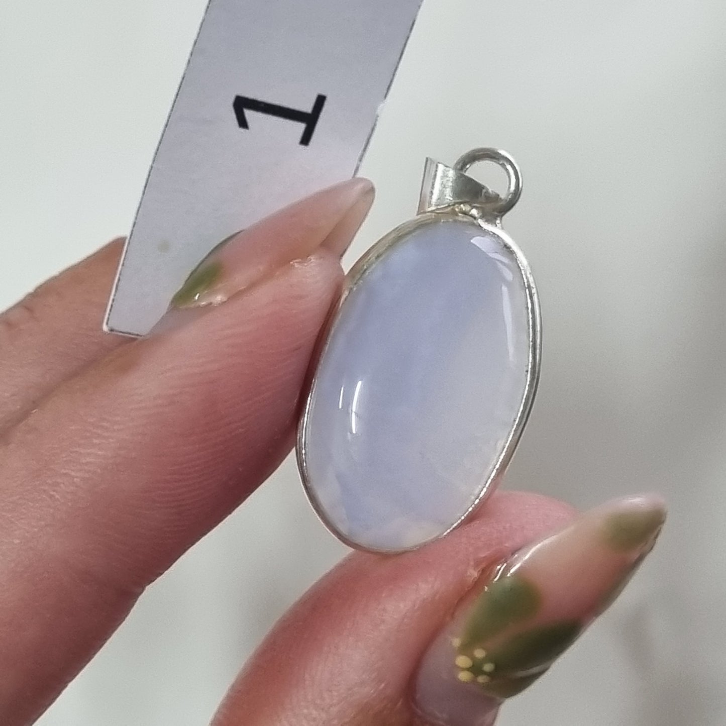 Blue Lace Agate Cabochon Sterling Silver Pendant