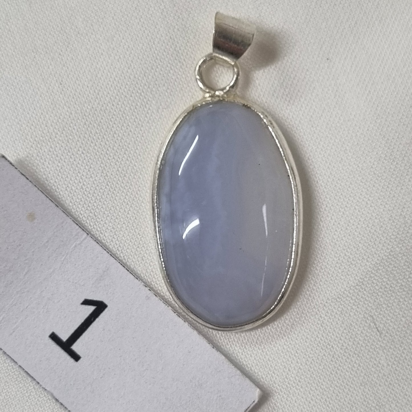 Blue Lace Agate Cabochon Sterling Silver Pendant