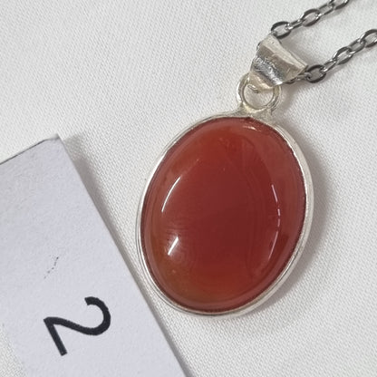 Carnelian Cabochon Sterling Silver Pendant