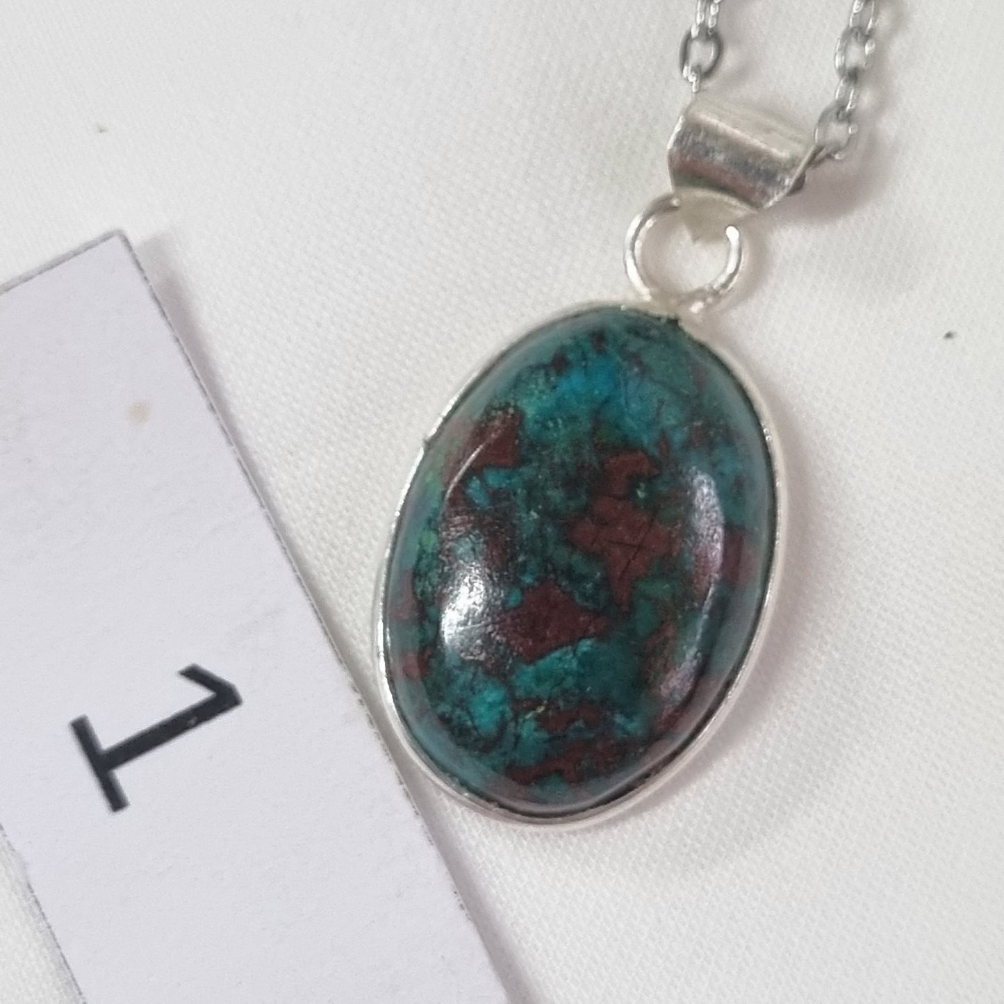 Chrysocolla Cabochon Sterling Silver Pendant