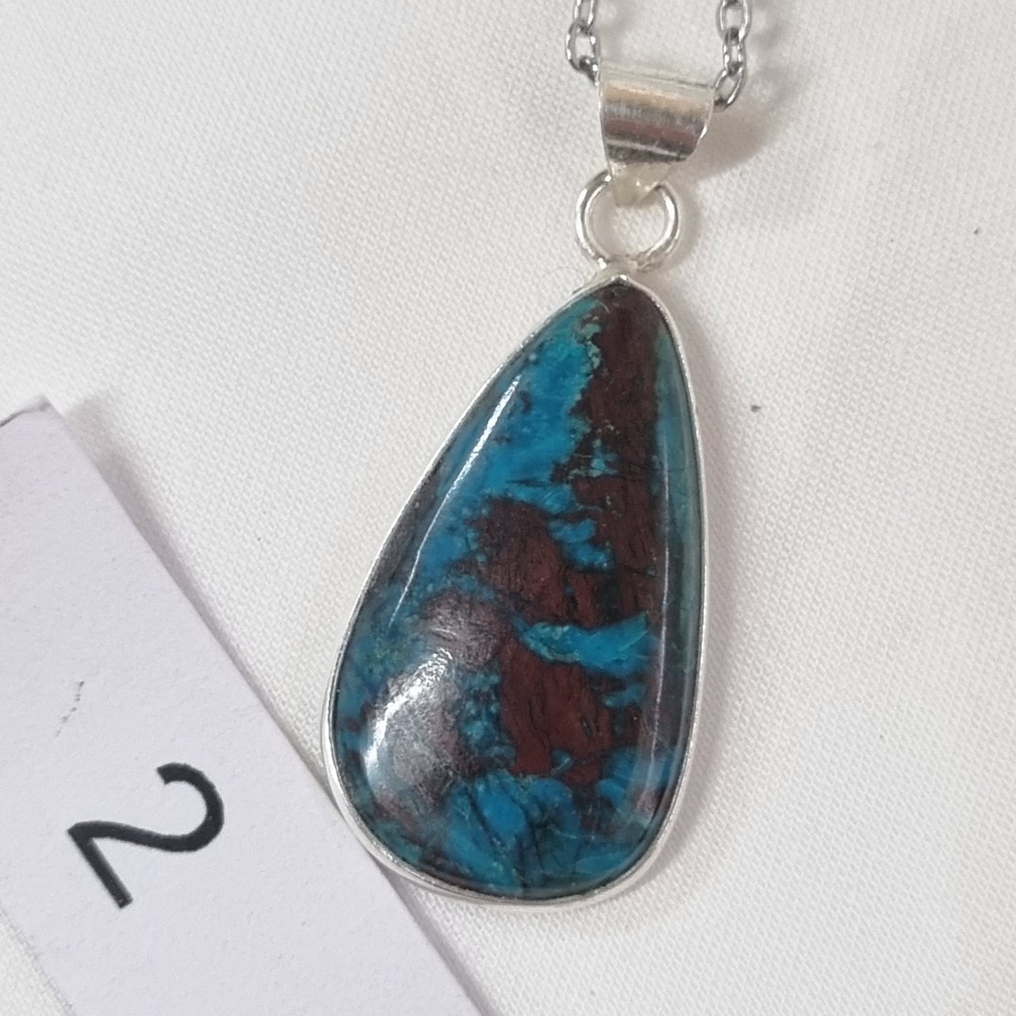 Chrysocolla Cabochon Sterling Silver Pendant