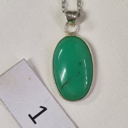 Chrysoprase Cabochon Sterling Silver Pendant