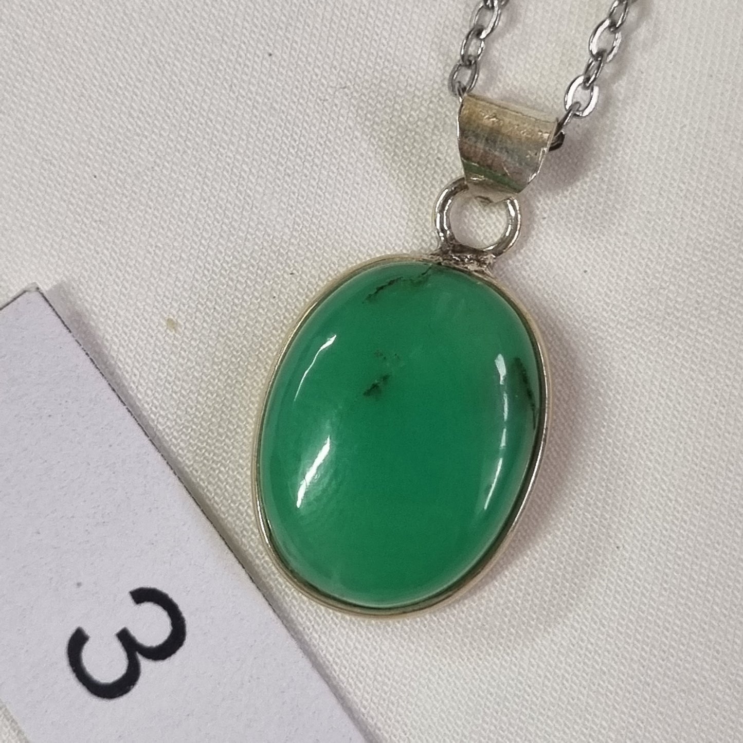 Chrysoprase Cabochon Sterling Silver Pendant