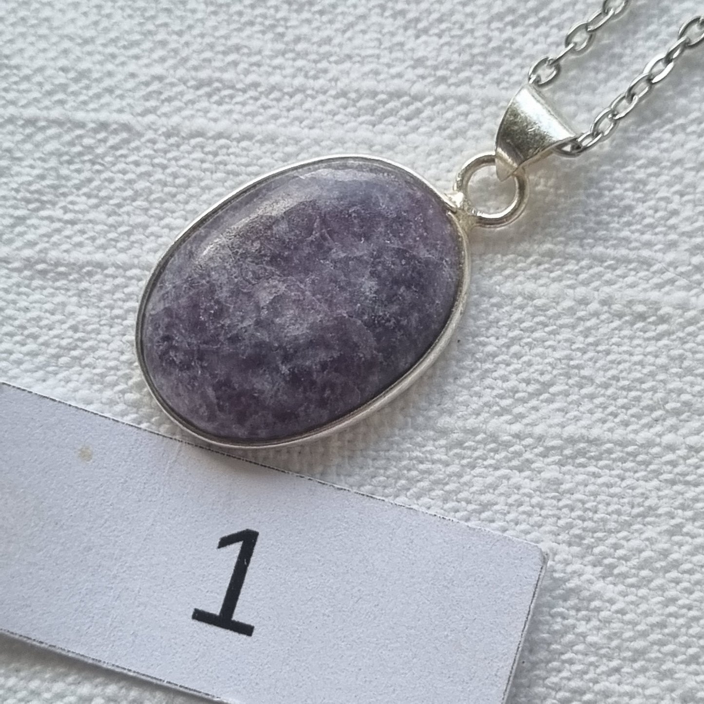 Lepidolite Cabochon Silver Pendant