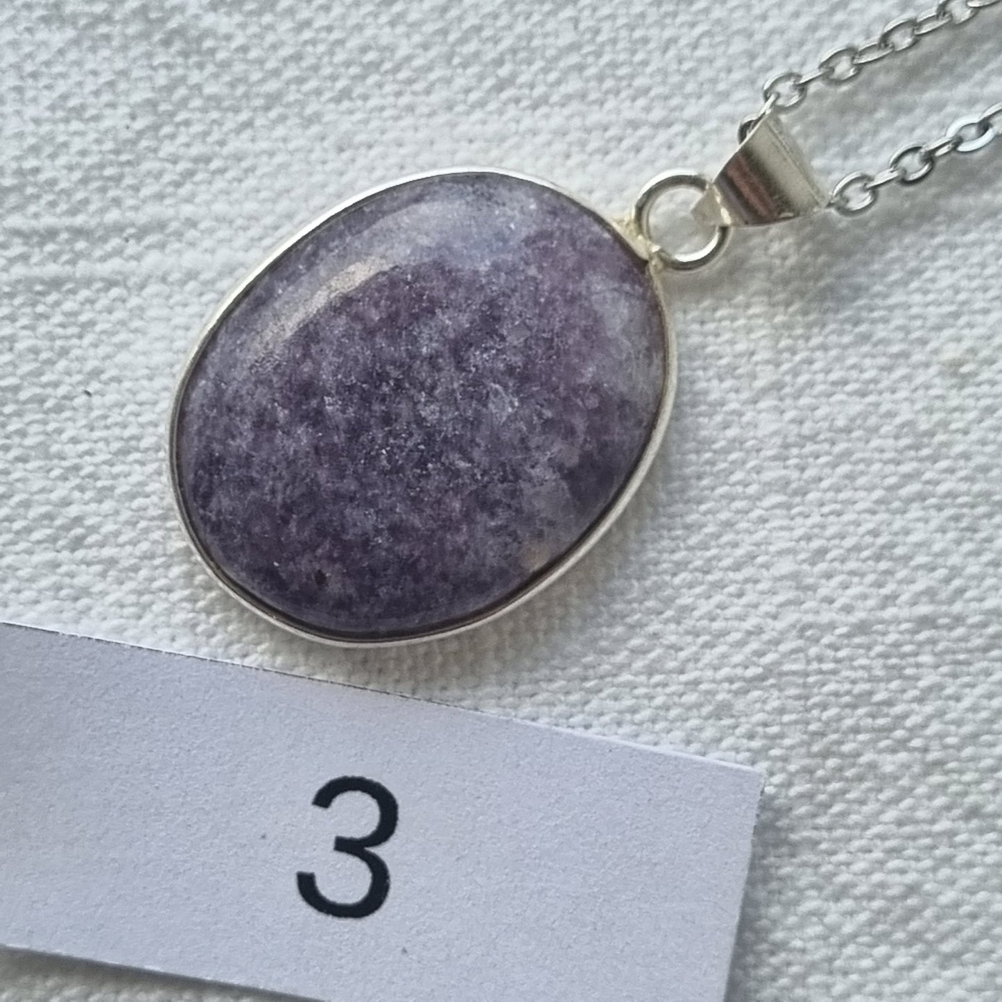 Lepidolite Cabochon Silver Pendant