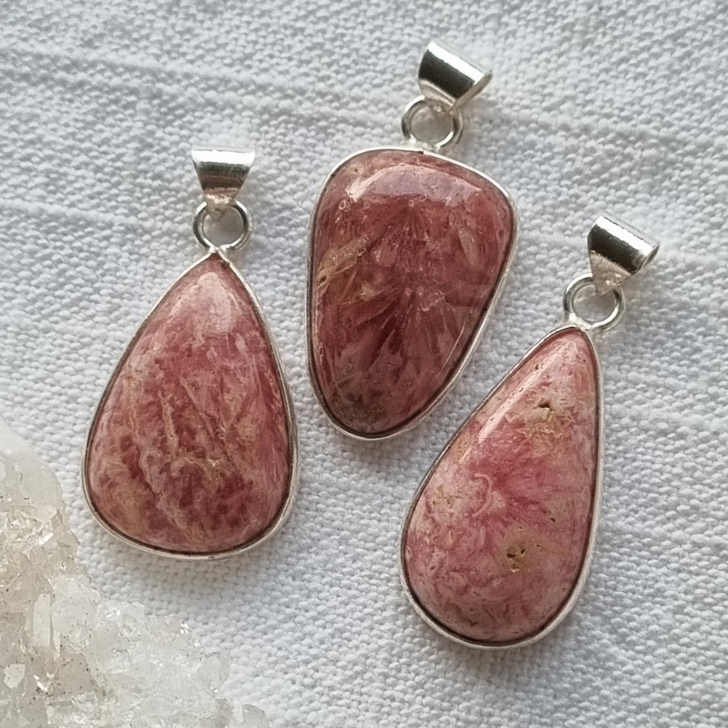 Rhodochrosite Cabochon Silver Pendant