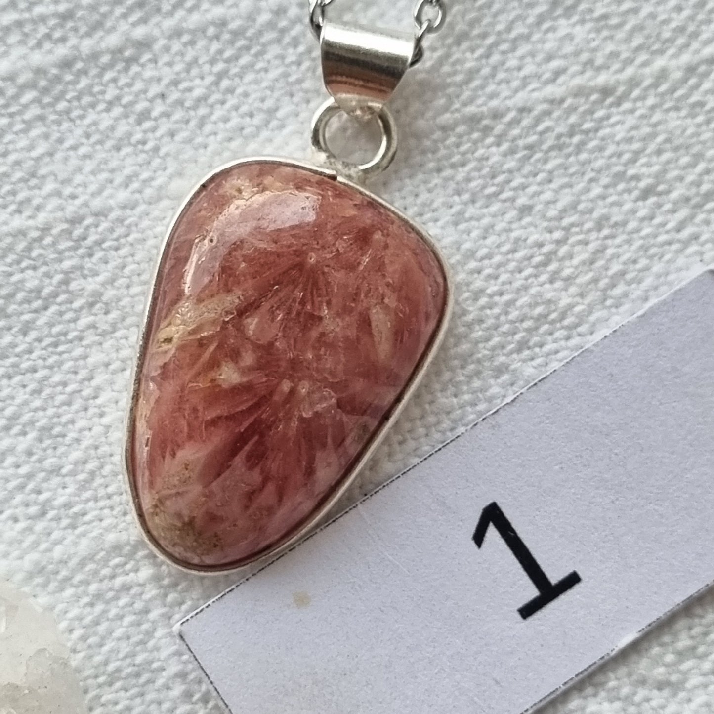 Rhodochrosite Cabochon Silver Pendant