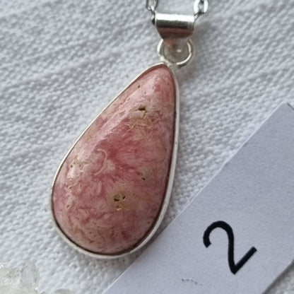 Rhodochrosite Cabochon Silver Pendant