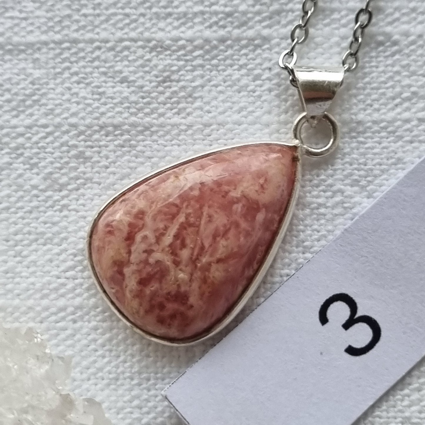 Rhodochrosite Cabochon Silver Pendant