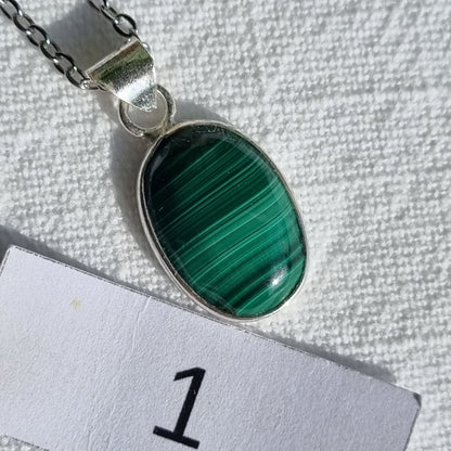 Malachite Cabochon Sterling Silver Pendant