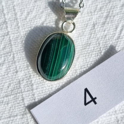 Malachite Cabochon Sterling Silver Pendant