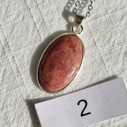 Rhodonite Cabochon Sterling Silver Pendant