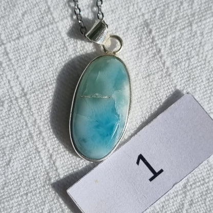 Larimar Cabochon Sterling Silver Pendant