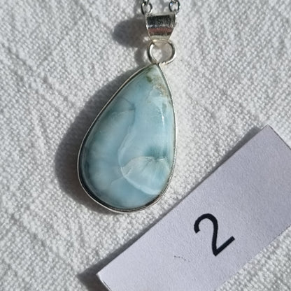 Larimar Cabochon Sterling Silver Pendant