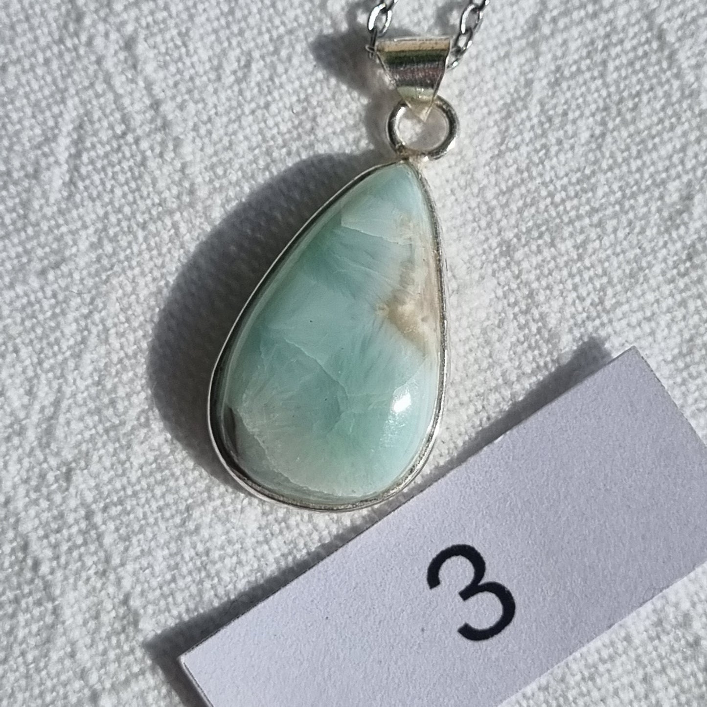 Larimar Cabochon Sterling Silver Pendant