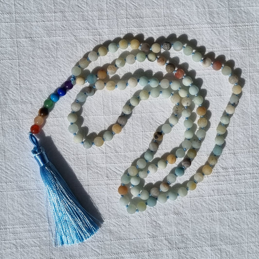 Amazonite and Chakra - 108 Mala Beads