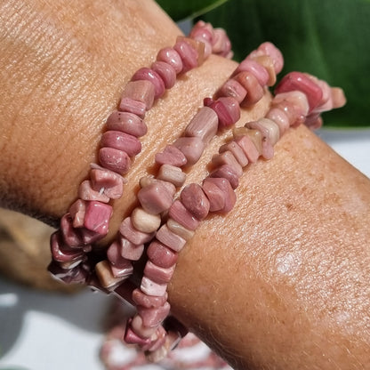 Pink Rhodonite Chip Bracelet