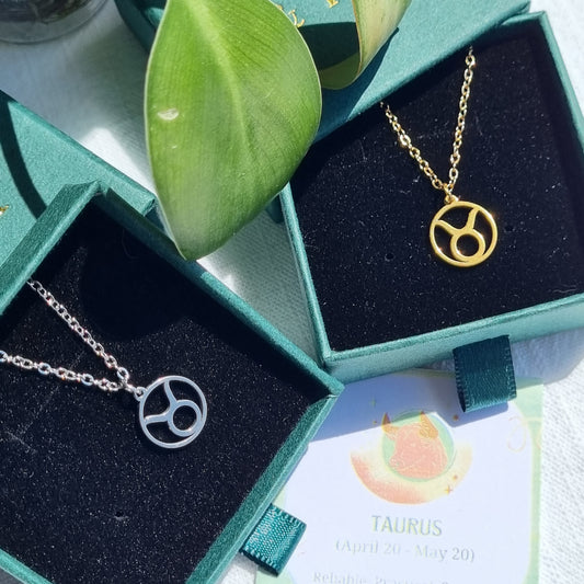 Taurus Zodiac Necklace - Stainless Steel & Gold Plated