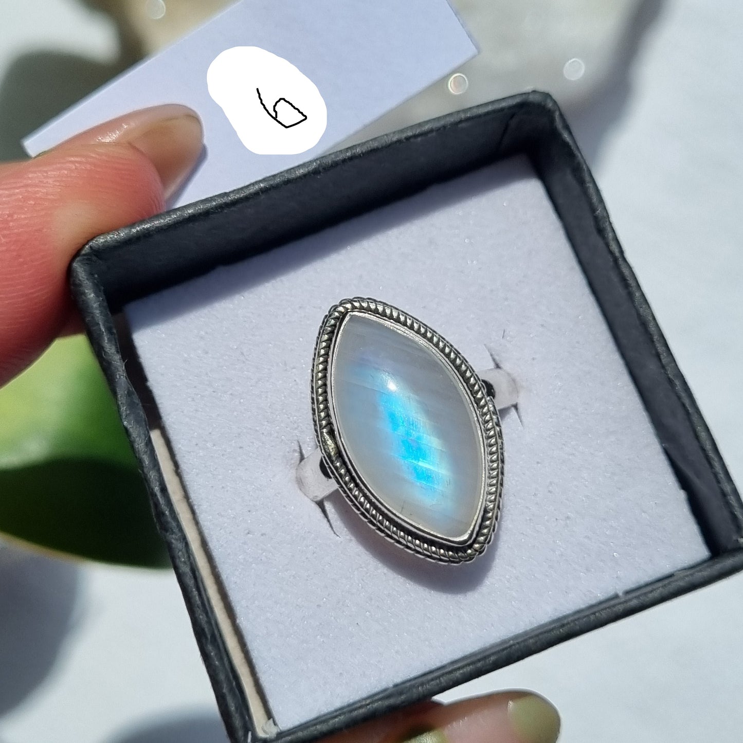 Moonstone Marquise Sterling Silver Ring