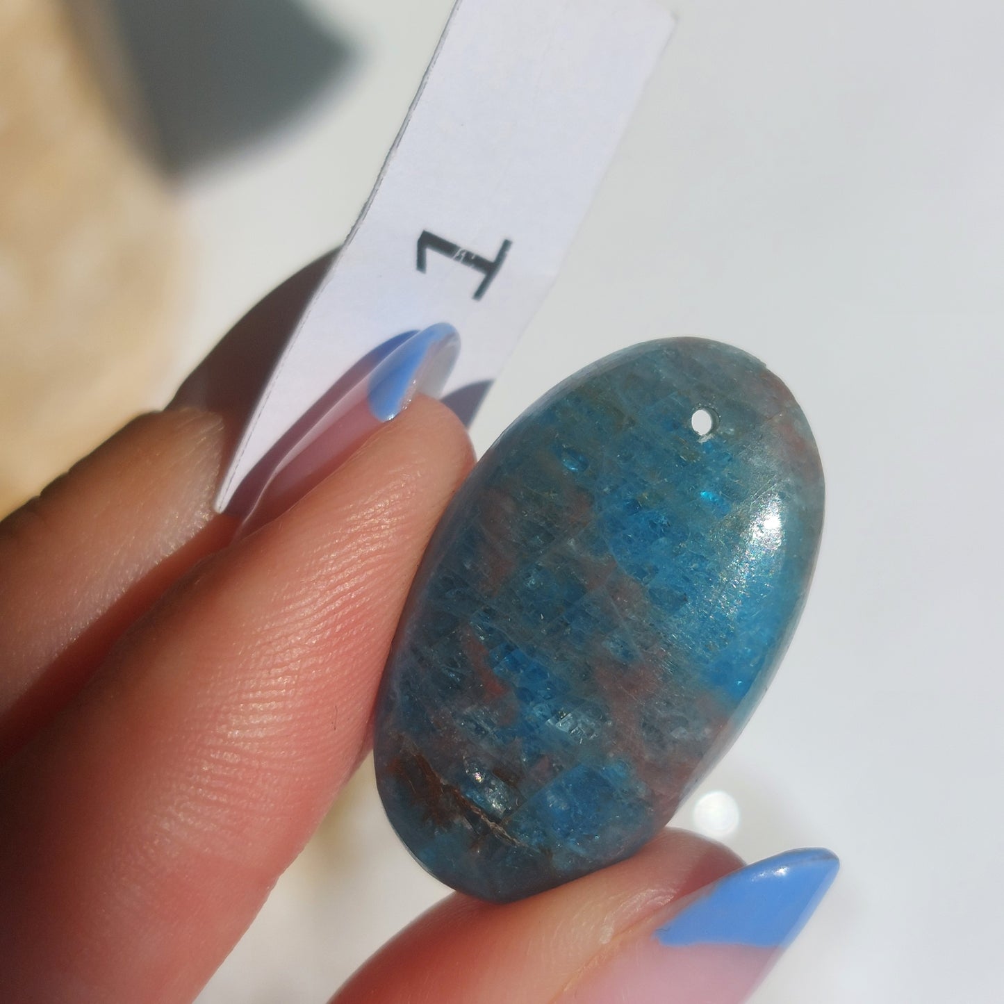 Blue Apatite Drilled Cabochon