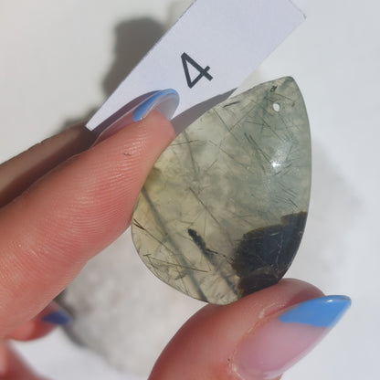 Prehnite Drilled Cabochon