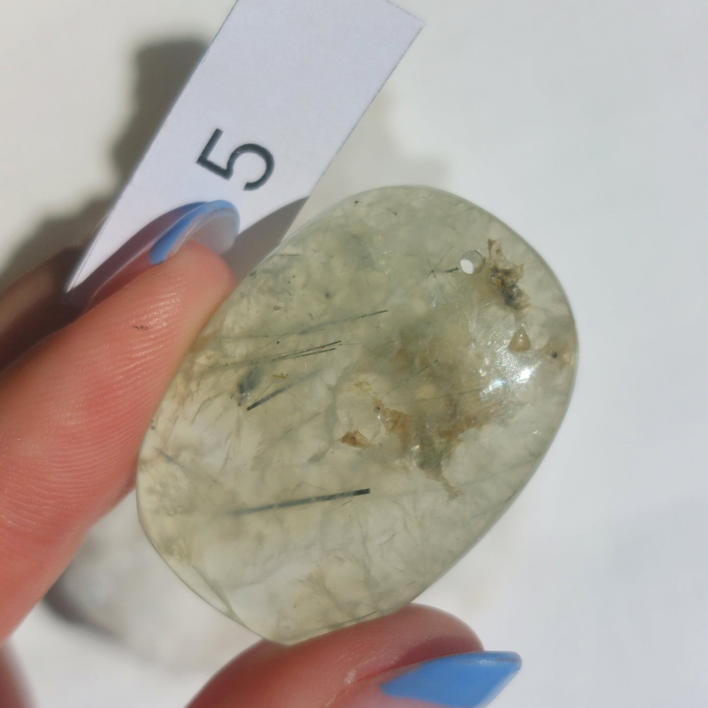 Prehnite Drilled Cabochon