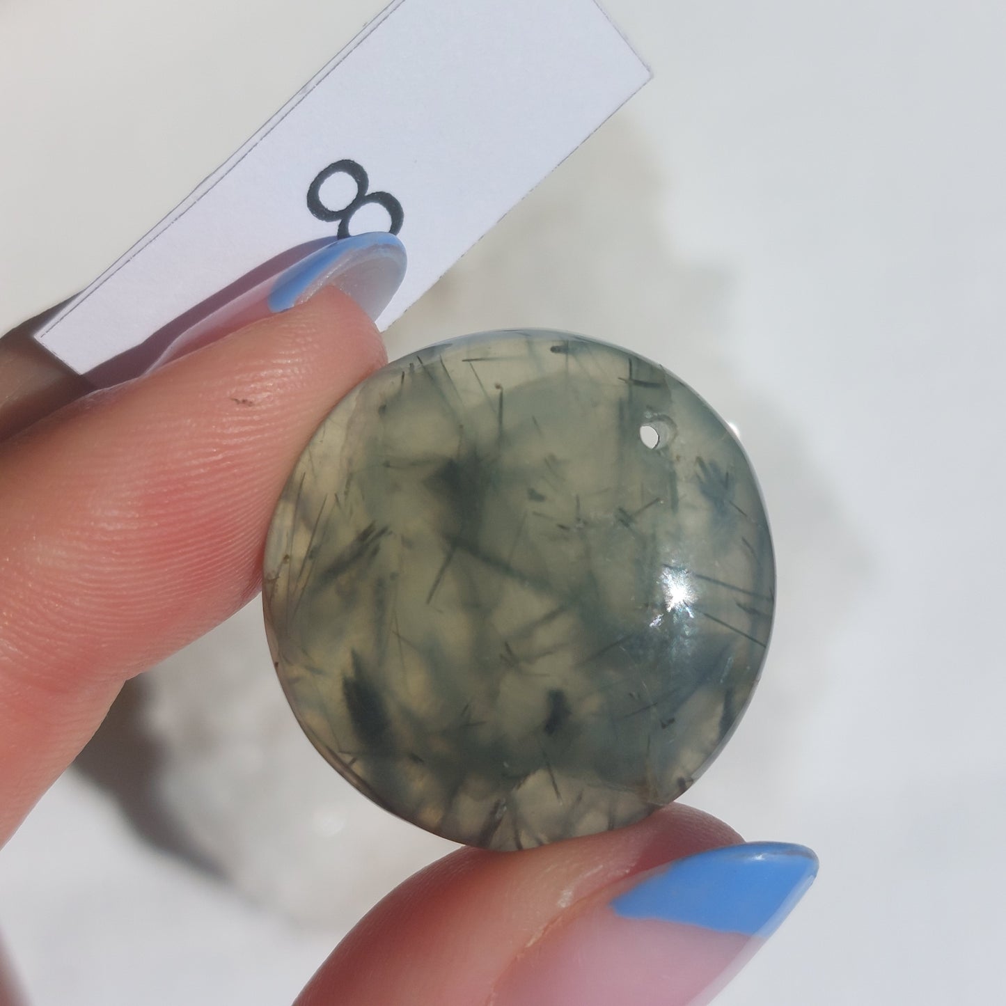 Prehnite Drilled Cabochon