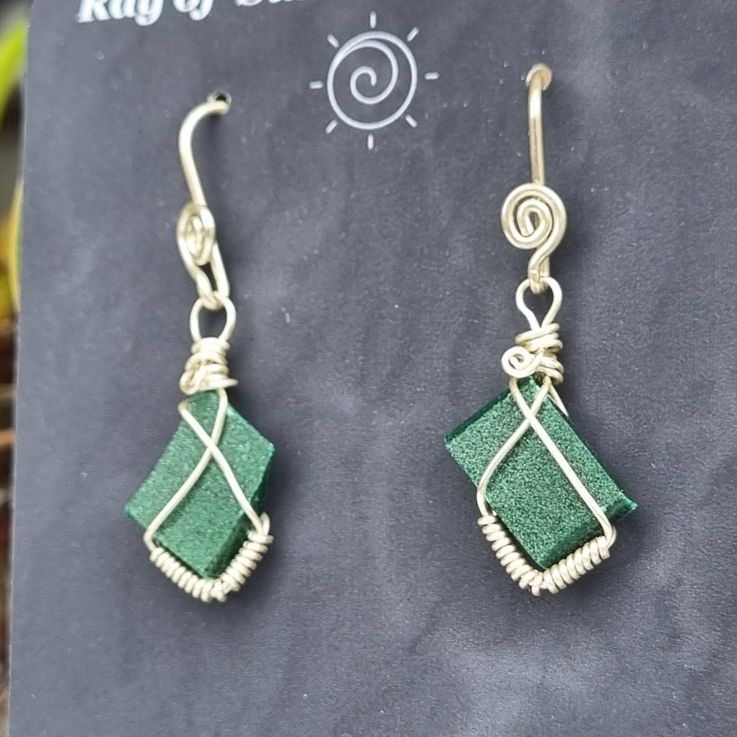 Malachite druzy Drop Earrings - Ray of Sunshine