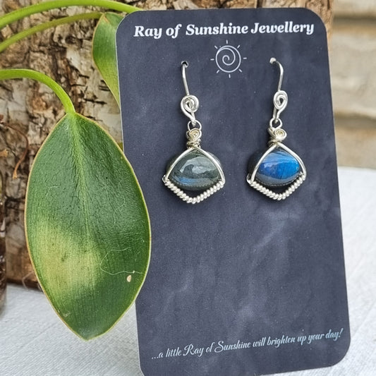 Labradorite drop earrings – Ray of Sunshine