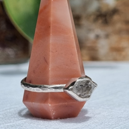 Herkimer Diamond ring size "S" - Ray of Sunshine