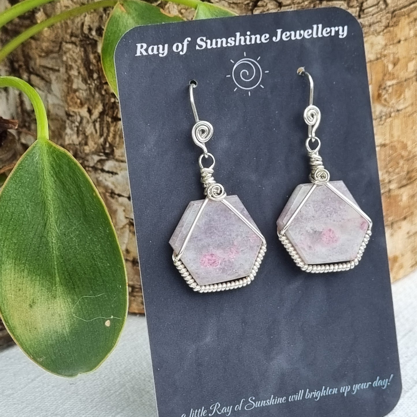 Lepidolite Hex Earrings - Ray of Sunshine