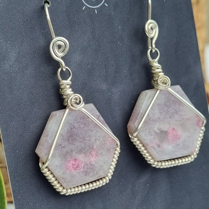 Lepidolite Hex Earrings - Ray of Sunshine