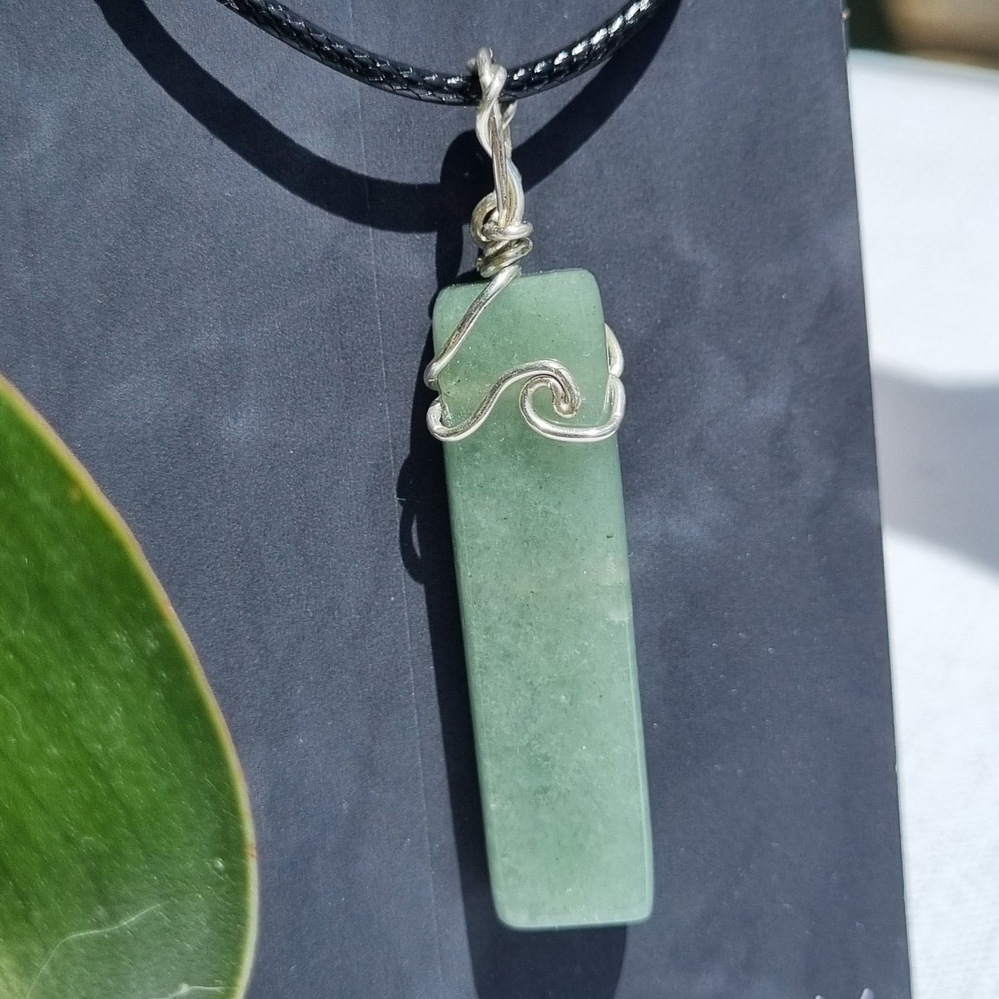 Aventurine Bar Silver Wave Pendant – Ray of Sunshine