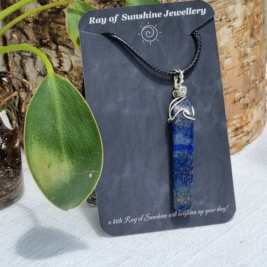 Lapis Lazuli Bar Silver Wave Pendant – Ray of Sunshine