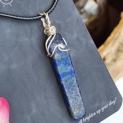 Lapis Lazuli Bar Silver Wave Pendant – Ray of Sunshine